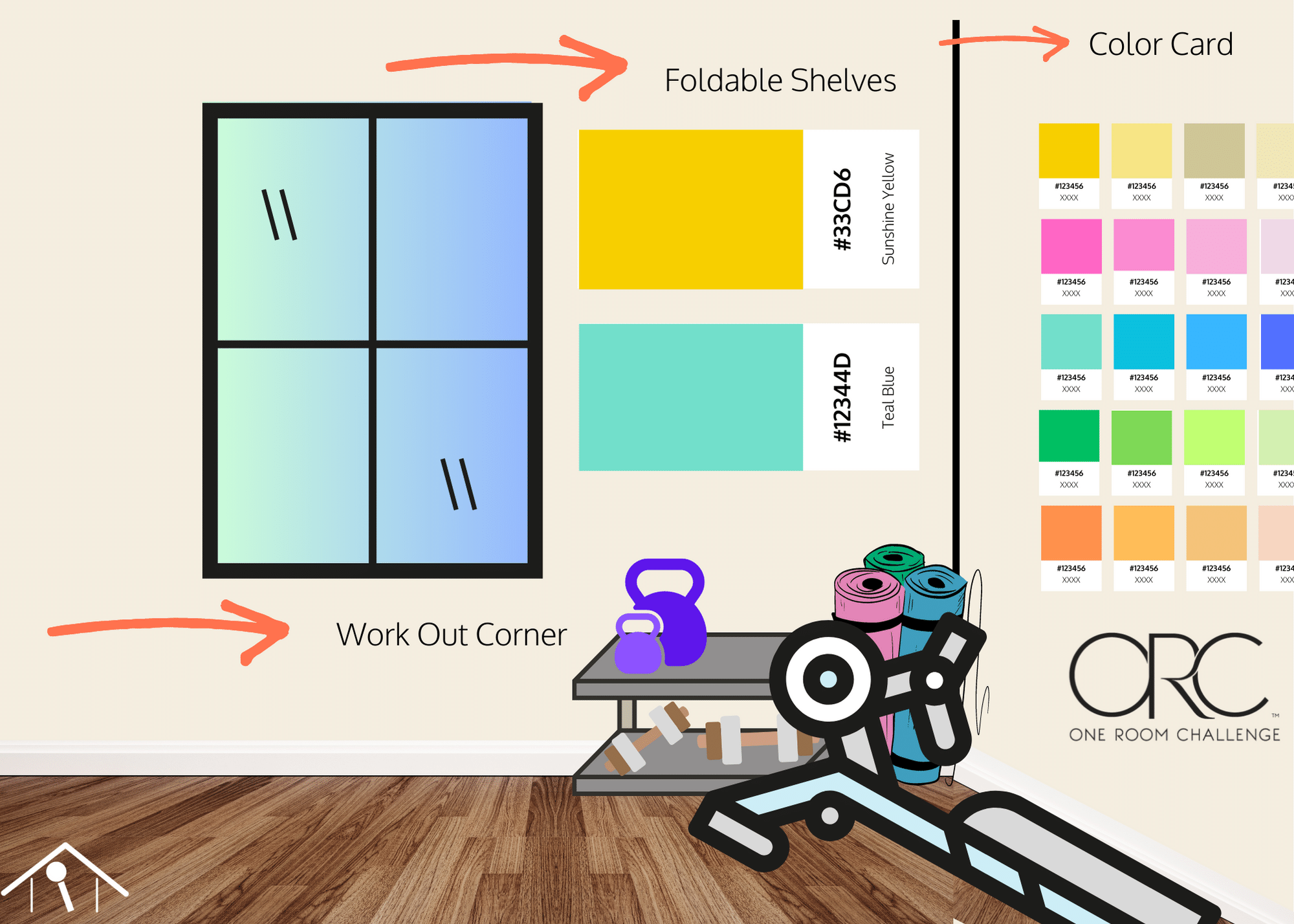 Office design with lots of color for Spring 2023, One Room Challenge (OCR)